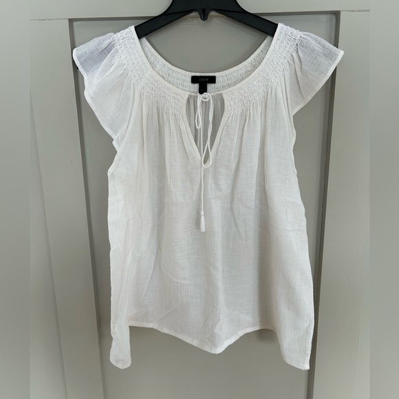 J. Crew Tops - J. Crew White Smocked Yoke Peasant Blouse